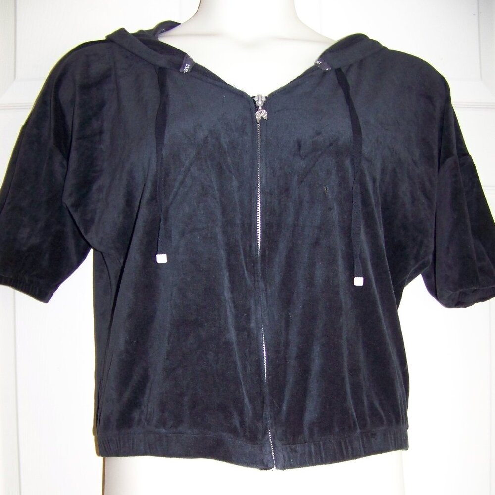 Black Victoria secret velour short sleeve hoodie size m